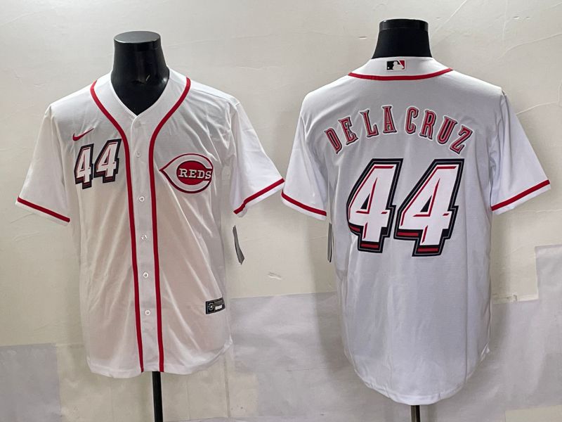Men 2025 Cincinnati Reds #44 Delacruz White Joint Name Nike MLB Jersey style 09->kansas city royals->MLB Jersey